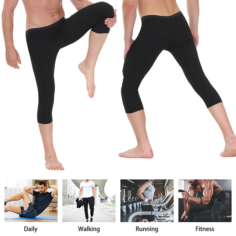 Men Sauna Pants for Weight Loss Hot Thermo Sweat Capri Fitness Workout Body Shaper Slimming Tights Sports Leggings Corset Girdle