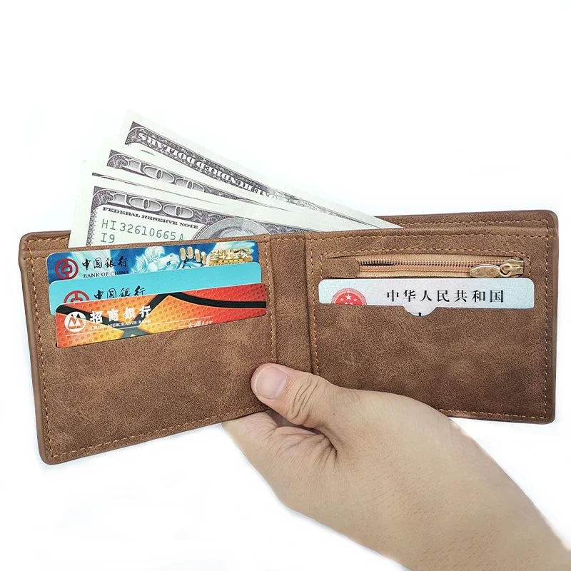 Men Wallets Free Name Engraving Slim Card Holder Male Wallet PU Leather Small Zipper Coin Pocket Man Purse Wallet Fashion