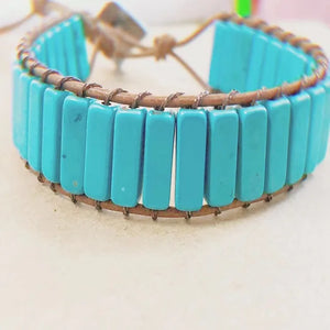 Milangirl Chakra Bracelet Jewelry Handmade Multi  Natural Stone Tube Beads Leather Wrap Bracelet Couples Bracelets Whole sale