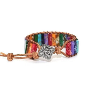 Milangirl Chakra Bracelet Jewelry Handmade Multi  Natural Stone Tube Beads Leather Wrap Bracelet Couples Bracelets Whole sale
