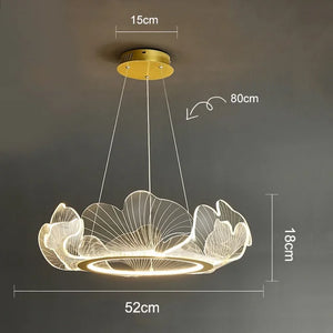 Modern LED Acrylic Lotus Leaf Ceiling Chandeliers Ring Living Dining Room Pendant Light Home Decor Hanging Luxury Lamp Fixtures