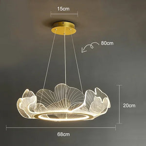 Modern LED Acrylic Lotus Leaf Ceiling Chandeliers Ring Living Dining Room Pendant Light Home Decor Hanging Luxury Lamp Fixtures