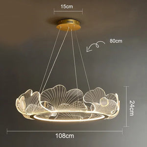 Modern LED Acrylic Lotus Leaf Ceiling Chandeliers Ring Living Dining Room Pendant Light Home Decor Hanging Luxury Lamp Fixtures