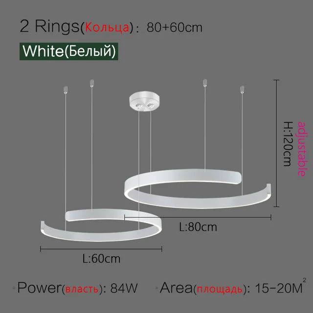 Modern Round Ring Lamp Nordic LED Circle Chandelier For Living Room Kitchen Hotel Decoration Rose Gold Dining Table Hanging Lamp