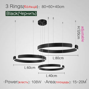 Modern Round Ring Lamp Nordic LED Circle Chandelier For Living Room Kitchen Hotel Decoration Rose Gold Dining Table Hanging Lamp