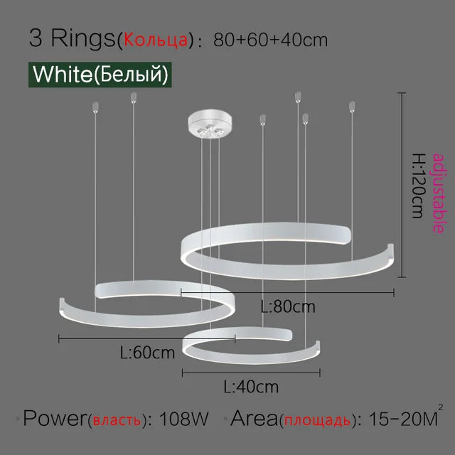 Modern Round Ring Lamp Nordic LED Circle Chandelier For Living Room Kitchen Hotel Decoration Rose Gold Dining Table Hanging Lamp