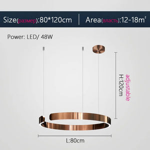 Modern Round Ring Lamp Nordic LED Circle Chandelier For Living Room Kitchen Hotel Decoration Rose Gold Dining Table Hanging Lamp