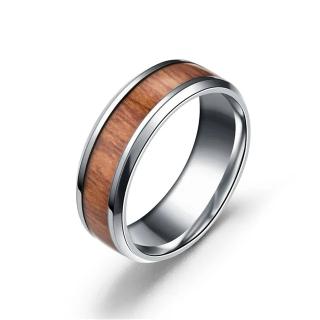 Modyle 2023New Punk Vintage Men Rings White Black Stainless Steel Wood Grain Fashion Women Rings Male Jewelry Gifts