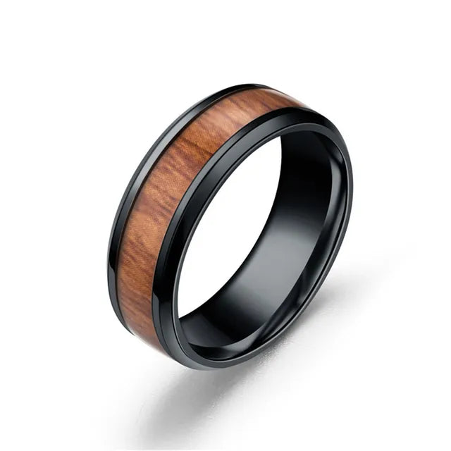 Modyle 2023New Punk Vintage Men Rings White Black Stainless Steel Wood Grain Fashion Women Rings Male Jewelry Gifts