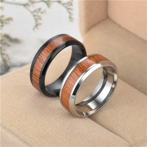 Modyle 2023New Punk Vintage Men Rings White Black Stainless Steel Wood Grain Fashion Women Rings Male Jewelry Gifts