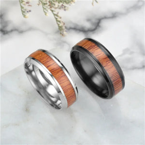 Modyle 2023New Punk Vintage Men Rings White Black Stainless Steel Wood Grain Fashion Women Rings Male Jewelry Gifts