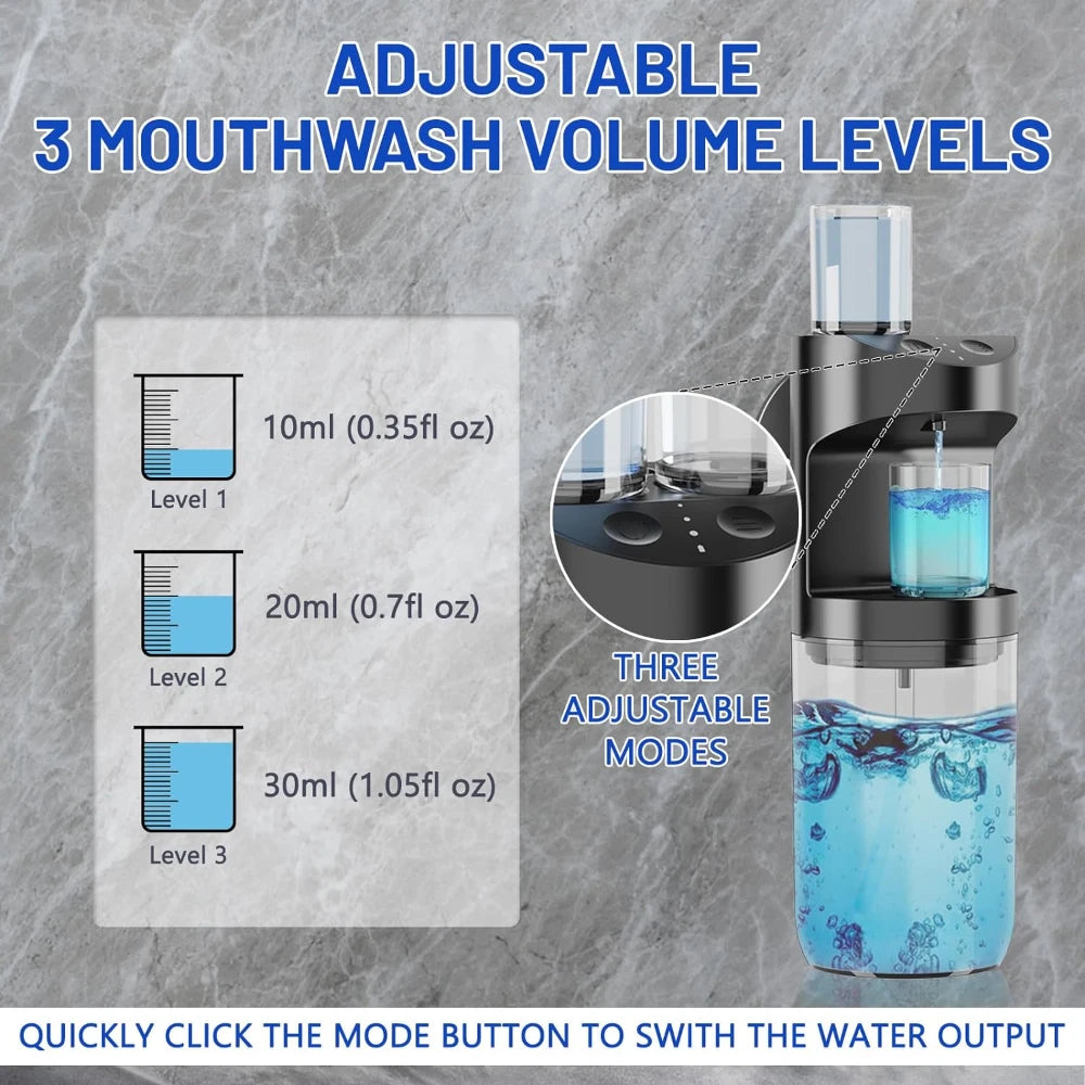 Mouthwash Dispenser Automatic 550ML Mouthwash Dispenser for Bathroom Waterproof Refillable Mouth Wash Dispensers with 2 Cups