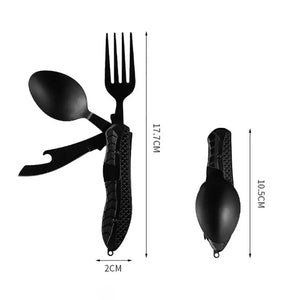 Multi-function 4 In 1 Combo Knife Fork Spoon Folding Cutlery Picnic Hiking Outdoor Travel Portable Tableware