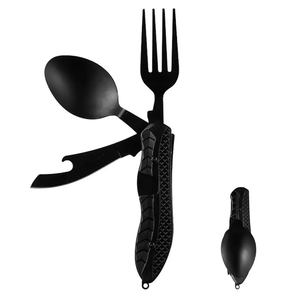 Multi-function 4 In 1 Combo Knife Fork Spoon Folding Cutlery Picnic Hiking Outdoor Travel Portable Tableware