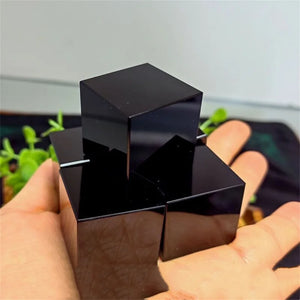 Natural Black Obsidian Quartz Crystal Cube Crystal Stone Polished Specimen Minerals Healing Stone Home Decoration