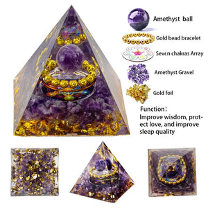 Natural Crystal Energy Generator Pyramid Peridot Amethyst Reiki Healing Crystal Chakra Resin Pyramid Meditation Tool Room Decor