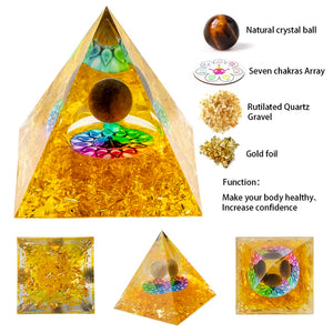 Natural Crystal Energy Generator Pyramid Peridot Amethyst Reiki Healing Crystal Chakra Resin Pyramid Meditation Tool Room Decor