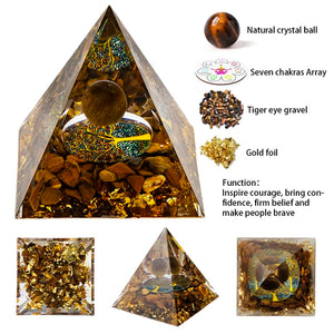 Natural Crystal Energy Generator Pyramid Peridot Amethyst Reiki Healing Crystal Chakra Resin Pyramid Meditation Tool Room Decor