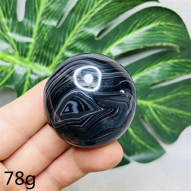 Natural Gemstone Black Agate Palmstone Round Smooth Home Room Decor Spiritual Yoga Meditation Rune Crystal Stone Healing