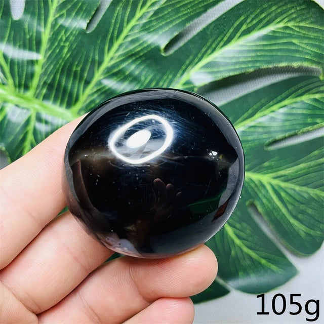 Natural Gemstone Black Agate Palmstone Round Smooth Home Room Decor Spiritual Yoga Meditation Rune Crystal Stone Healing