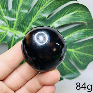 Natural Gemstone Black Agate Palmstone Round Smooth Home Room Decor Spiritual Yoga Meditation Rune Crystal Stone Healing