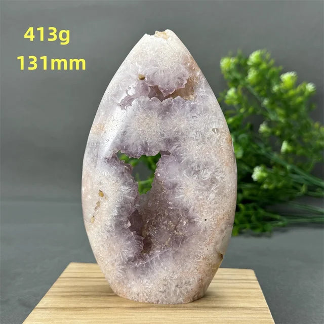 Natural High Quality Pink Amethyst Flower Agate Geode Free Form Torch Home Decor Reiki Energy Meditation Healing