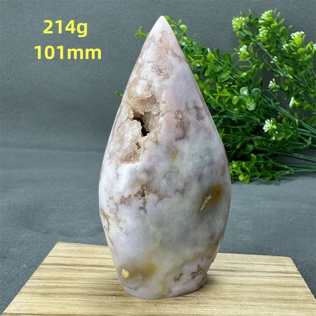 Natural High Quality Pink Amethyst Flower Agate Geode Free Form Torch Home Decor Reiki Energy Meditation Healing