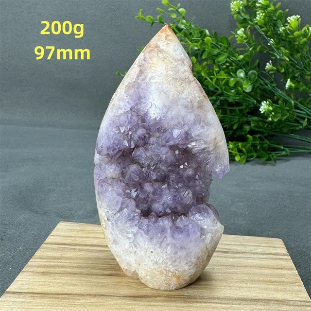 Natural High Quality Pink Amethyst Flower Agate Geode Free Form Torch Home Decor Reiki Energy Meditation Healing