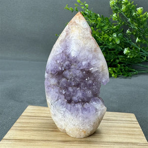 Natural High Quality Pink Amethyst Flower Agate Geode Free Form Torch Home Decor Reiki Energy Meditation Healing