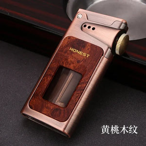 New Baicheng Kerosene Lighter Transparent Large Capacity Oil Tank Retro Wood Grain Lighter Men's Gift Nostalgic Collection