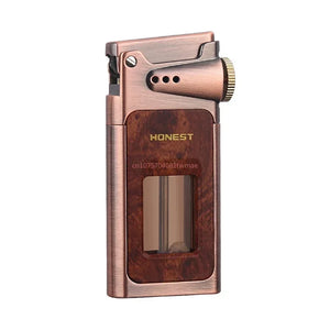 New Baicheng Kerosene Lighter Transparent Large Capacity Oil Tank Retro Wood Grain Lighter Men's Gift Nostalgic Collection