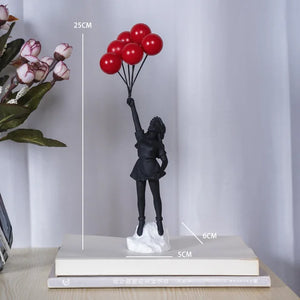 New Banksy Balloon Girl Resin Sculptures Figurines Flying Balloon Girl Statue Home Decoration Luxury Living Room Desk Decor Gift