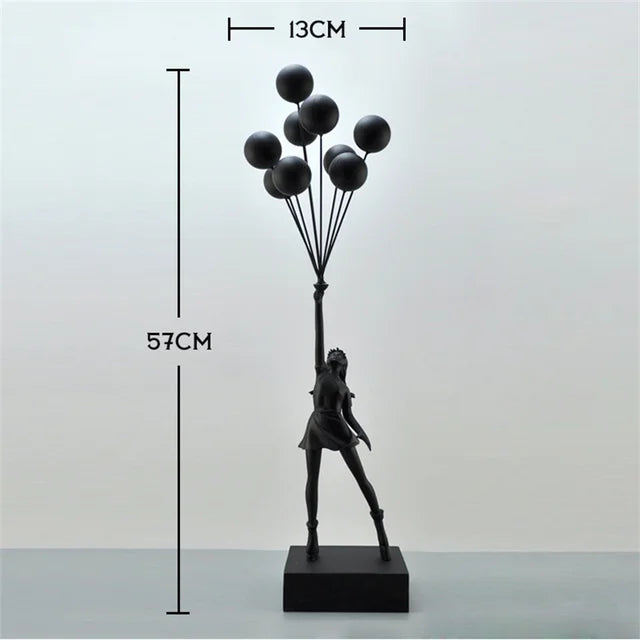 New Banksy Balloon Girl Resin Sculptures Figurines Flying Balloon Girl Statue Home Decoration Luxury Living Room Desk Decor Gift