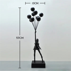 New Banksy Balloon Girl Resin Sculptures Figurines Flying Balloon Girl Statue Home Decoration Luxury Living Room Desk Decor Gift