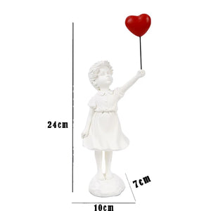 New Banksy Balloon Girl Resin Sculptures Figurines Flying Balloon Girl Statue Home Decoration Luxury Living Room Desk Decor Gift