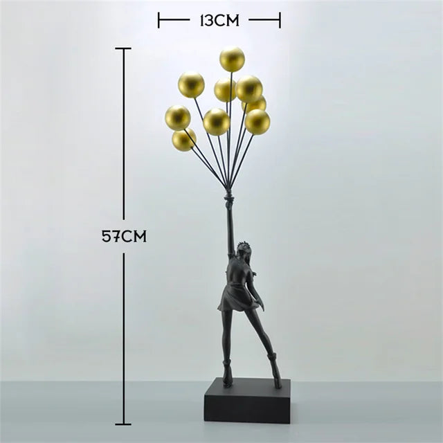 New Banksy Balloon Girl Resin Sculptures Figurines Flying Balloon Girl Statue Home Decoration Luxury Living Room Desk Decor Gift