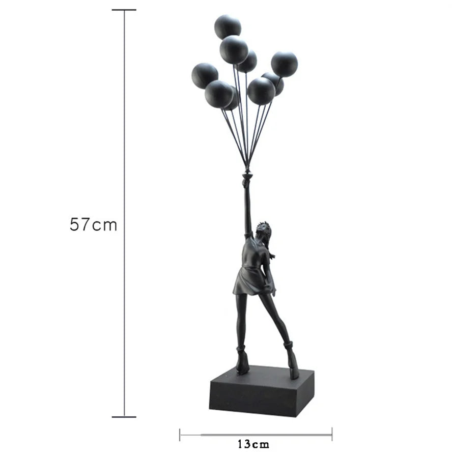 New Banksy Balloon Girl Resin Sculptures Figurines Flying Balloon Girl Statue Home Decoration Luxury Living Room Desk Decor Gift