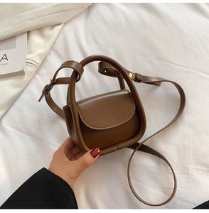 New Fashion Designer Mini Shoulder Bags Solid Color Black Brown Pu Leather Cross Body Bags Earphone Lipstick Small Storage Bags