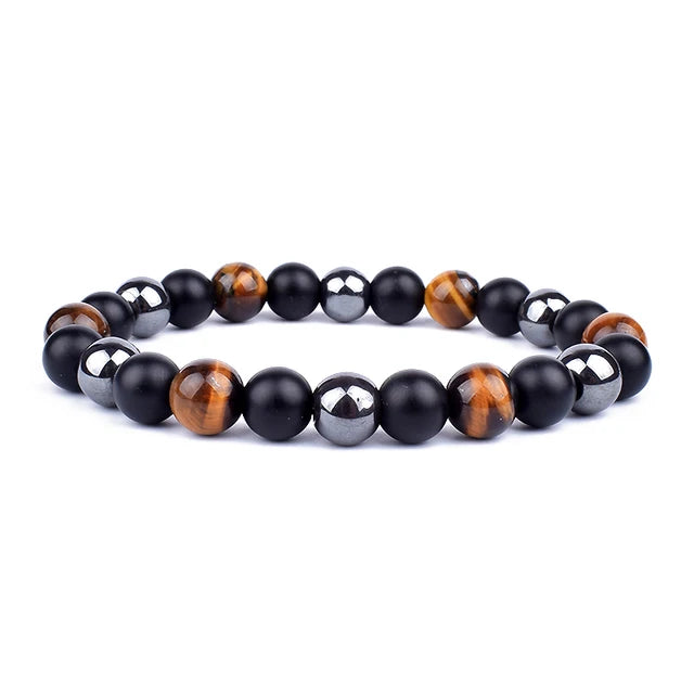 New Magnetic Hematite Bracelets Men Tiger Eye Stone Bead Couple Bracelets for Women Health Care Magnet Help Weight Loss Jewelry