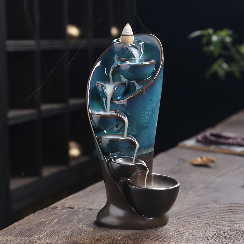 New Torch Design Waterfall Incense Burner Creative Home Decor Incense Holder Portable Ceramic Censer Handicrafts