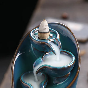 New Torch Design Waterfall Incense Burner Creative Home Decor Incense Holder Portable Ceramic Censer Handicrafts