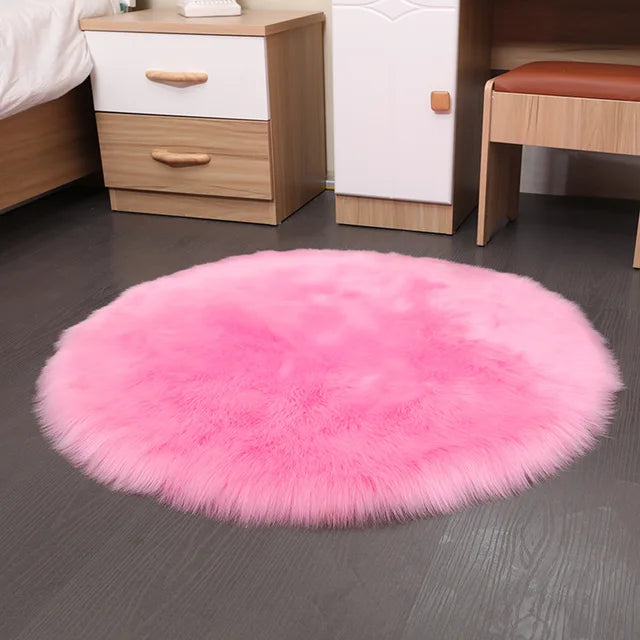 Nordic Fluffy Round Rug for Living Room Luxurious Circle Carpet for Bedroom Shaggy Plush Soft Round Rug Home Decoration Carpets