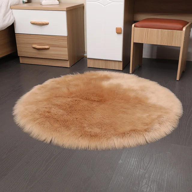 Nordic Fluffy Round Rug for Living Room Luxurious Circle Carpet for Bedroom Shaggy Plush Soft Round Rug Home Decoration Carpets