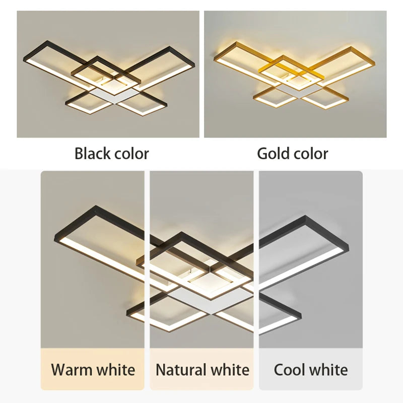 Nordic Modern Led Ceiling Lights for living room bedroom lustre led home decor Dimmable Ceiling light Black/Gold Ceiling Lamp