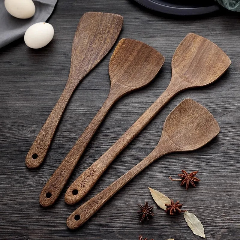 Onlycook Non-stick Wooden Turner Cooking Tool Rice Spoon Cookware Spatula For Non-stick Pan Kitchen Accessories Wood Shovels