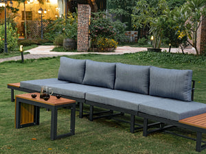 Patio Sectional Sofa Set Couch Furniture Aluminum built in table With Cushions