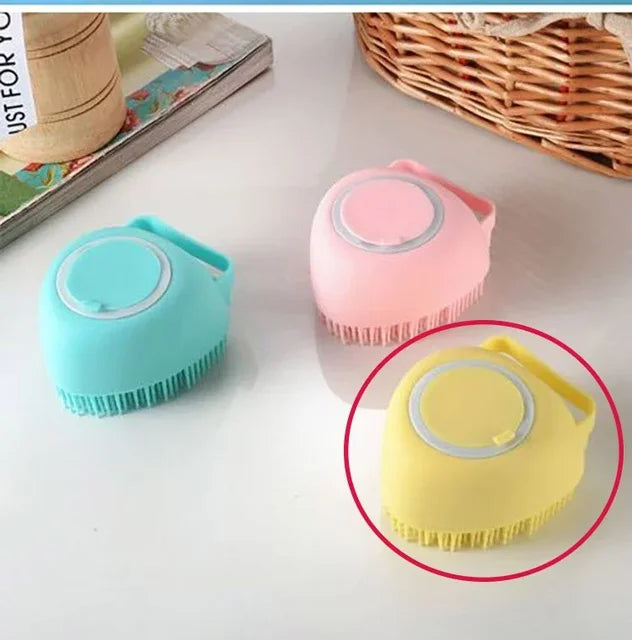 Pet Bath Brush with Hook Soft Silicone Scrub Brush Showers Pet Dog and Cat Bath Brushes for Massage and Bush Hair