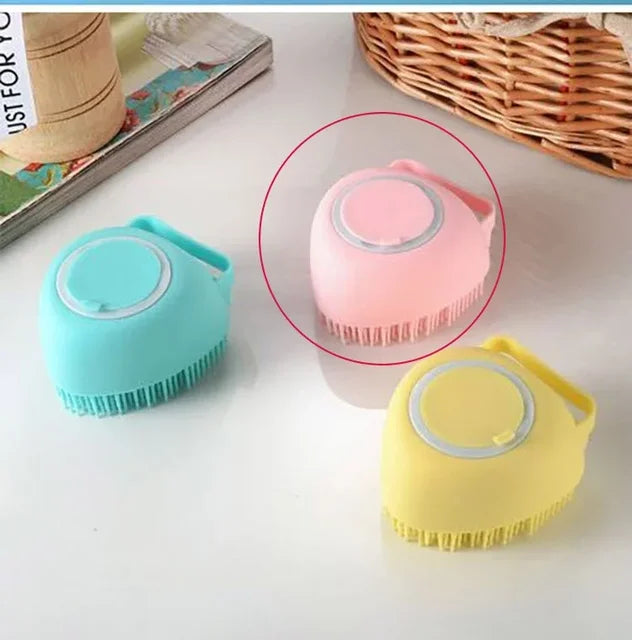 Pet Bath Brush with Hook Soft Silicone Scrub Brush Showers Pet Dog and Cat Bath Brushes for Massage and Bush Hair