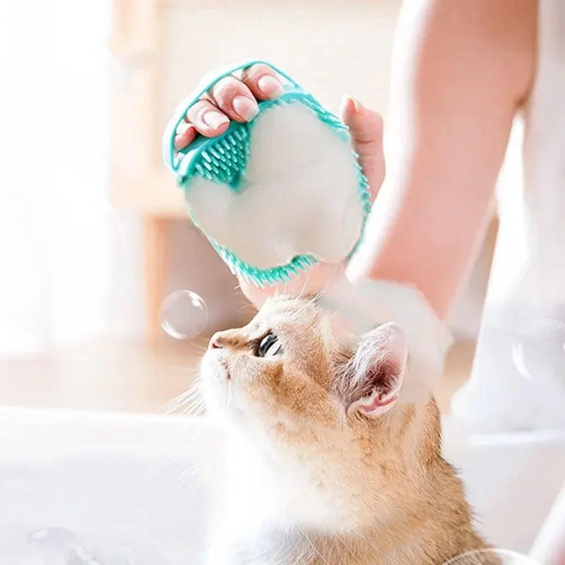 Pet Bath Brush with Hook Soft Silicone Scrub Brush Showers Pet Dog and Cat Bath Brushes for Massage and Bush Hair