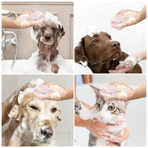 Pet Bath Brush with Hook Soft Silicone Scrub Brush Showers Pet Dog and Cat Bath Brushes for Massage and Bush Hair